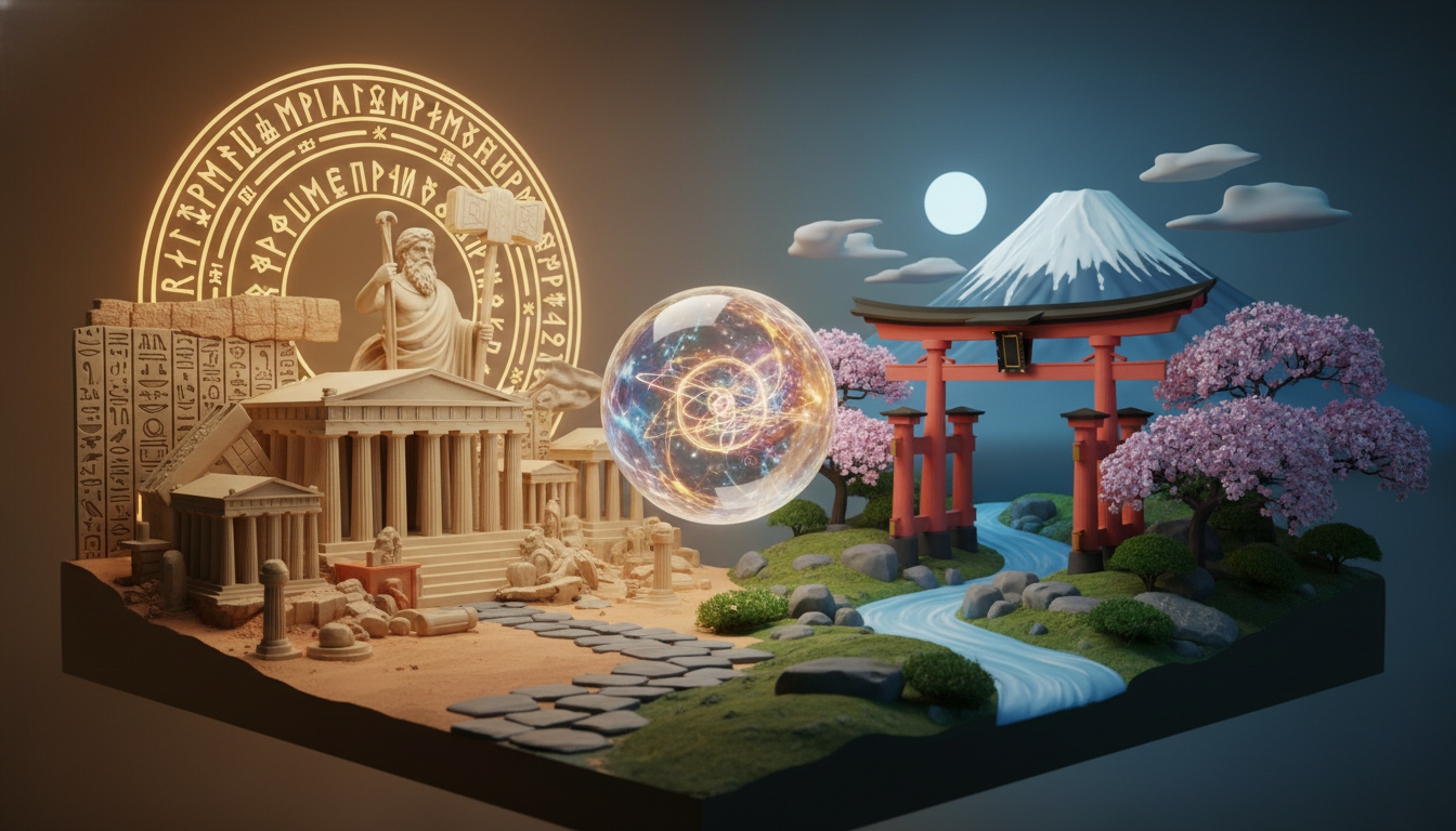 世界における神の種類と代表的な神話体系
